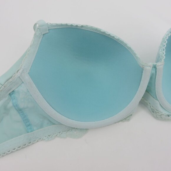 Victorias Secret 36D Dream Angels Lined Demi Blue Floral Lace Bra Underwire - Picture 8 of 16